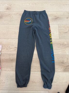 Aviator Nation Charcoal Sweatpants with Rainbow Side Logo
